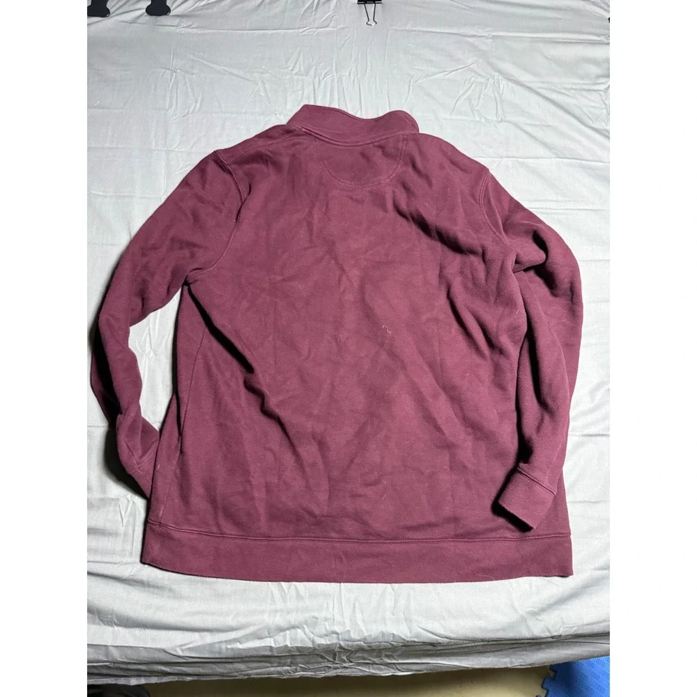 Croft & Barrow Quarter Zip Sweatshirt Mens XL Burgundy Good Easy Care Fleece
